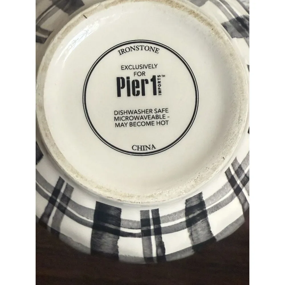 PIER 1 One‎ Watercolor Black & White Ironstone 6